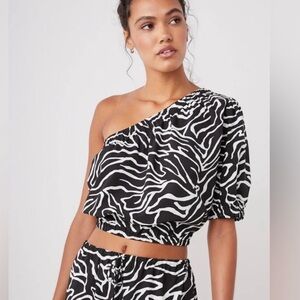 Rails Contour Lines Evy One Shoulder Black White top